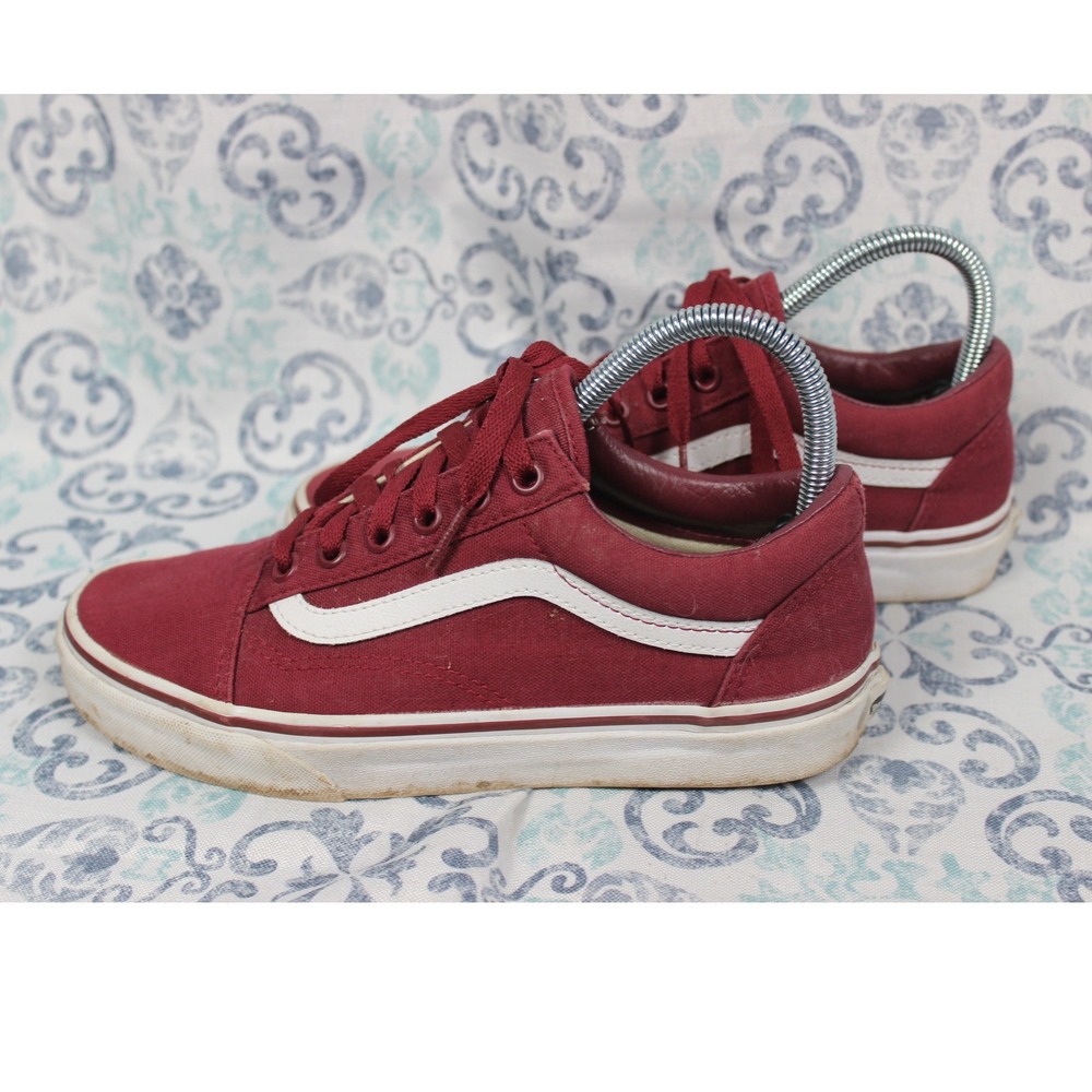 Vans Old Skool Burgundy Maroon Canvas Low Top Sneakers Mens 6 Womens 7.5